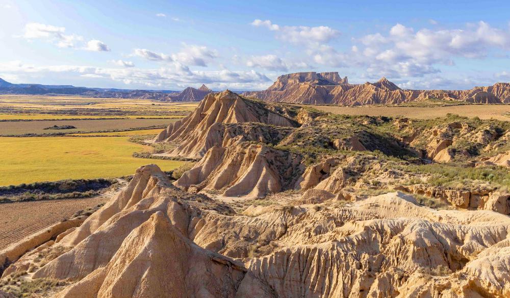Paisaje bardenero, cañones y mesetas de arcilla en las Bardenas Reales